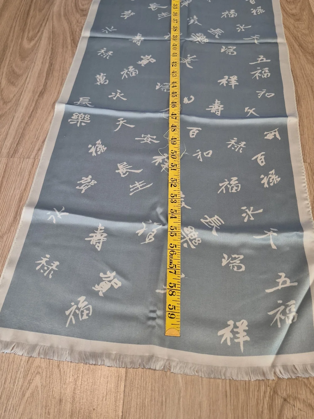 MuseuM of Fine Arts Boston Chinese Calligraphy Silk Scarf | Blue & White Fringed